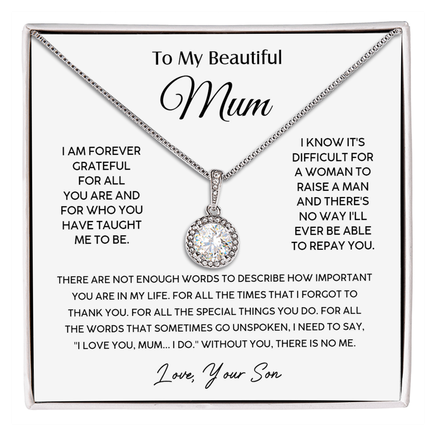 To My Beautiful Mum Necklace Mother's Day Gift Set - I Am Forever Grateful For All You Are And For Who You Have Taught Me Το Be-Jessemade AU