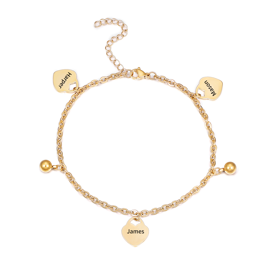 Personalised Heart Anklet With 3 Names For Her-Jessemade AU