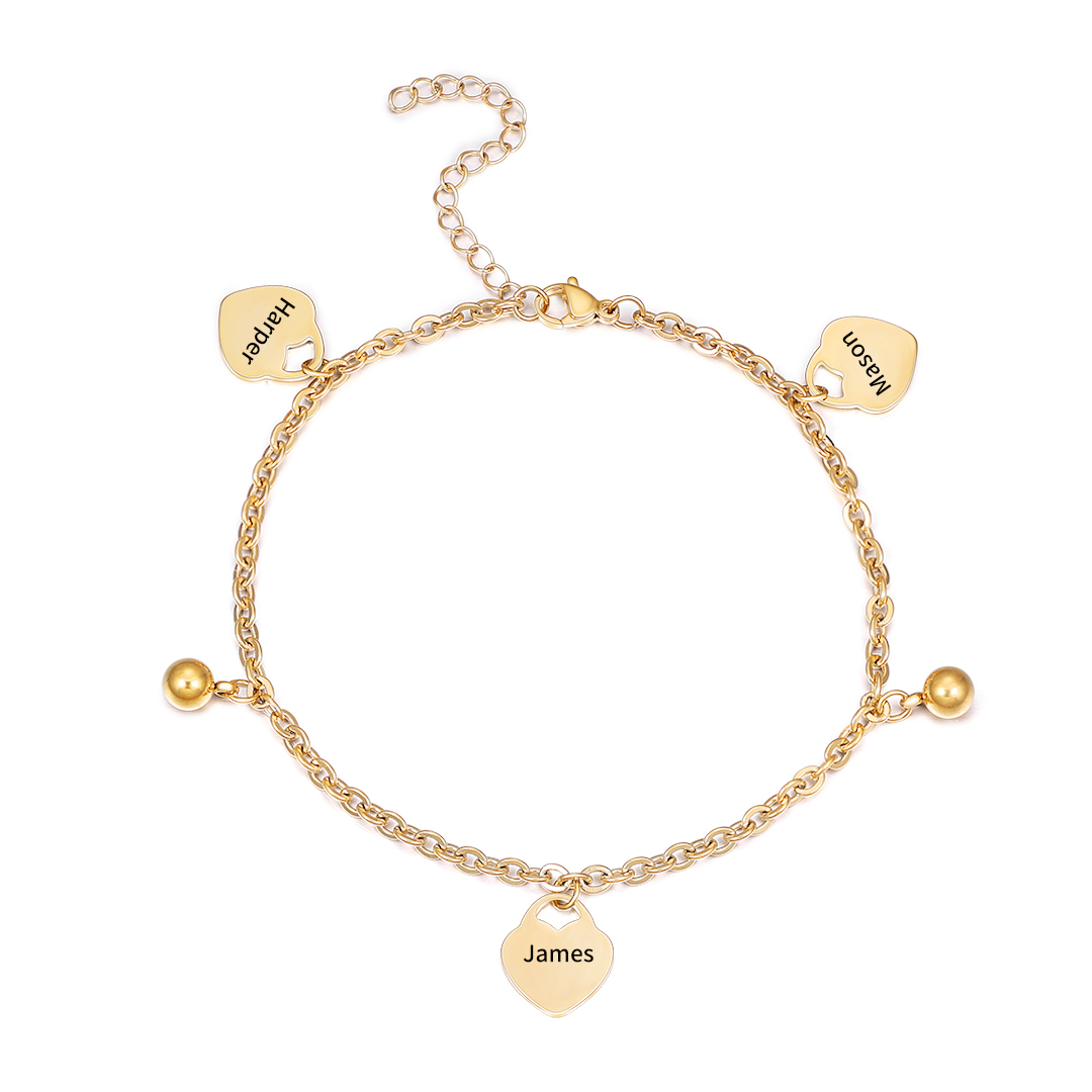 Personalised Heart Anklet With 3 Names For Her-Jessemade AU