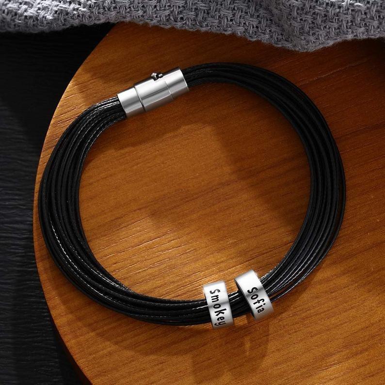 Personalised Leather Men's Bracelets Gift for Dad-Jessemade AU