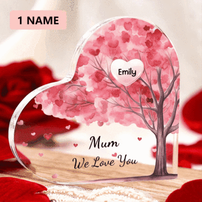 Personalised Text Acrylic Heart Keepsake Custom 1–12 Names Pink Purple Tree Ornaments Gifts for Grandma/Mother-Jessemade AU
