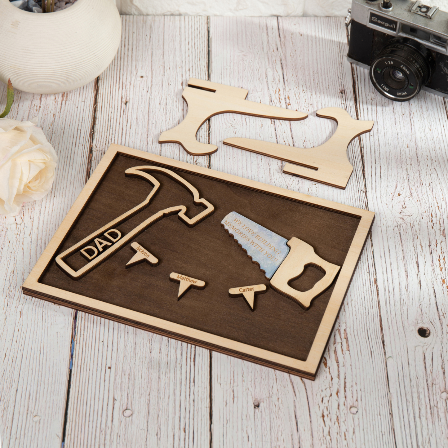 Dad Tool Set Wood Signs Custom 3 Names Father’s Day Handyman Construction Dad Sign-Jessemade AU