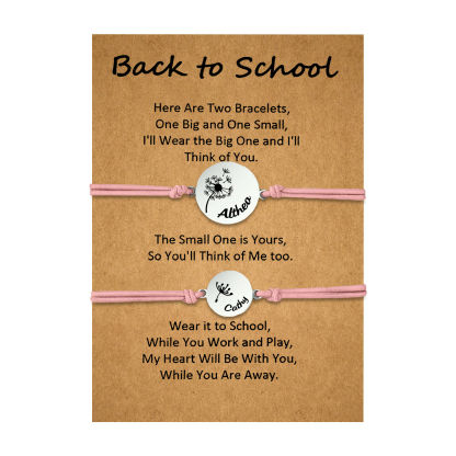 2 Pcs Dandelion Bracelet Set Custom 2 Names Adjustable Bracelets Back to School Gifts for Daughter-Jessemade AU