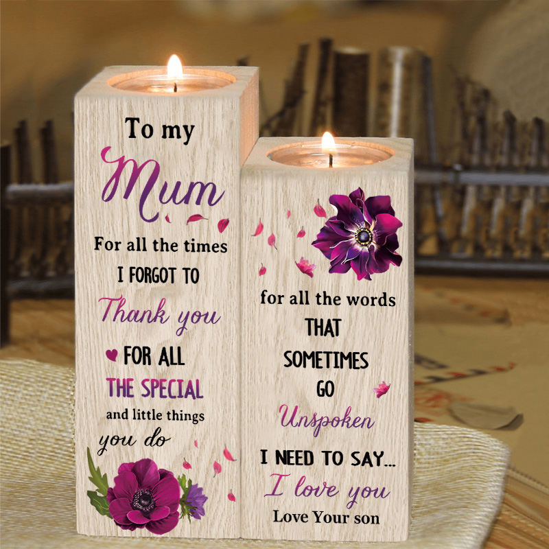 To My Mum/Mom/Mam/Grandma Violet Candle Holder To My Daughter/Granddaughter Wooden Candlestick - For All The Times I Forgot To Thank You-Jessemade AU