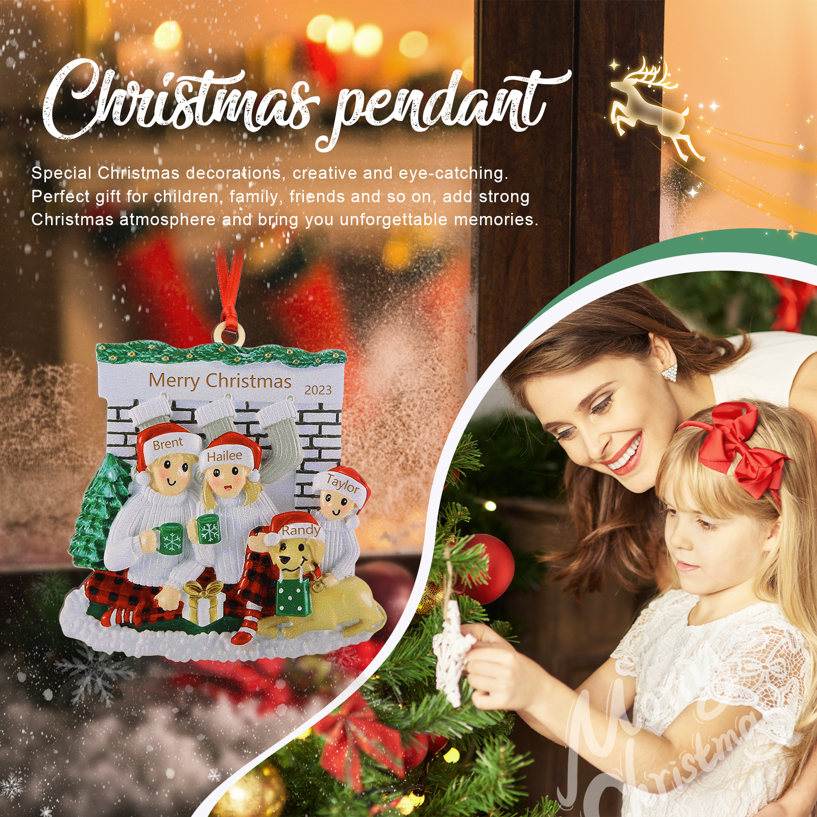 4 Names - Personalised Christmas Ornaments Customised Text & Date Xmas Wooden Decor Gifts for Family Friends-Jessemade AU