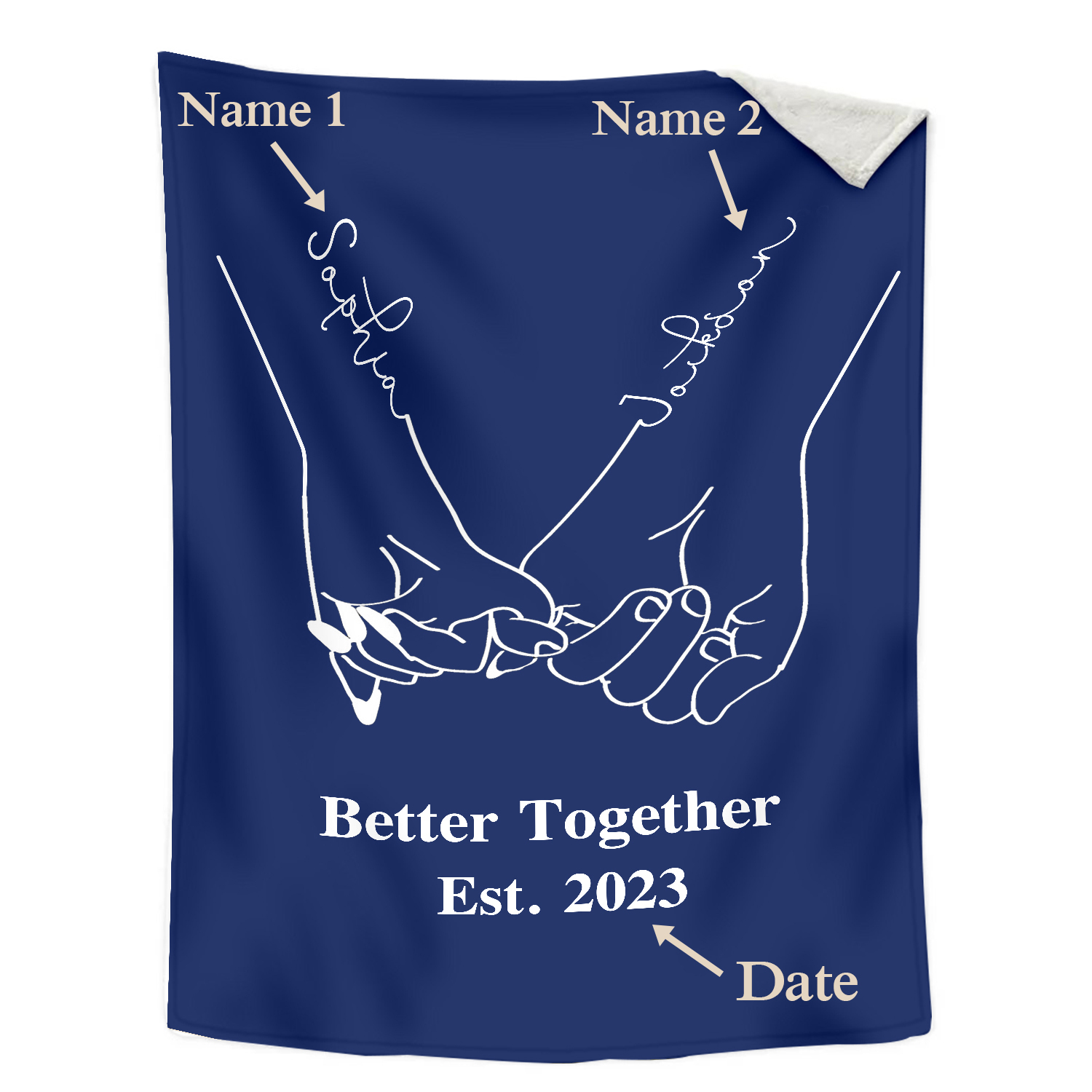 Personalised Couple Blanket Customised 2 Names & Date Blanket Pinky Swear Valentine's Day Anniversary Gift for Couples-Jessemade AU