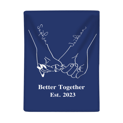 Personalised Couple Blanket Customised 2 Names & Date Blanket Pinky Swear Valentine's Day Anniversary Gift for Couples-Jessemade AU