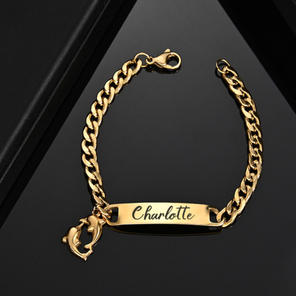Baby Name Bracelet Personalised 1 Name Bracelet Dolphin Customised Bracelet Child Gift-Jessemade AU