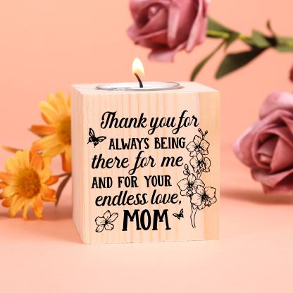 Block Candle Holder Thank You for Always Being There For Me Wooden Candlesticks for Mother-Jessemade AU