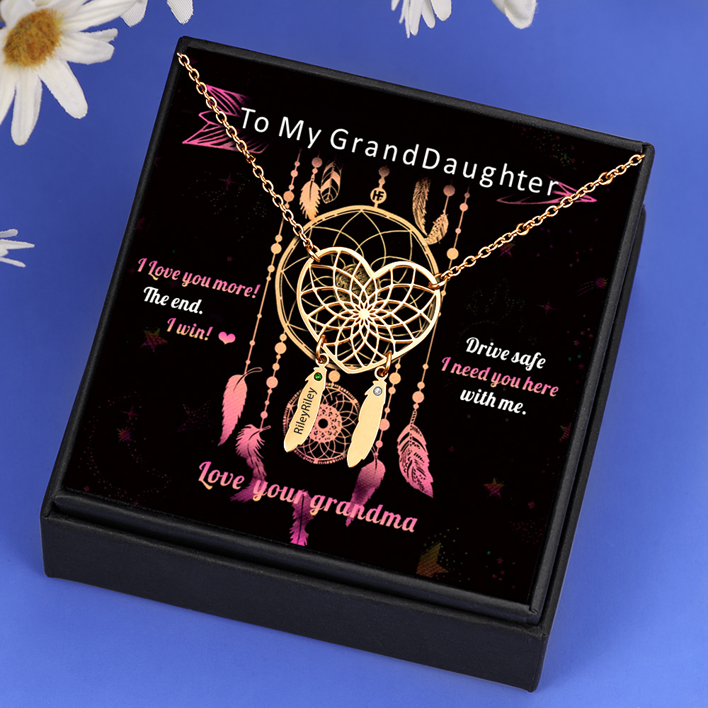 Personalised Dream Catcher Necklace With Birthstones Custom 1 Name Necklace Gifts For Her-Jessemade AU