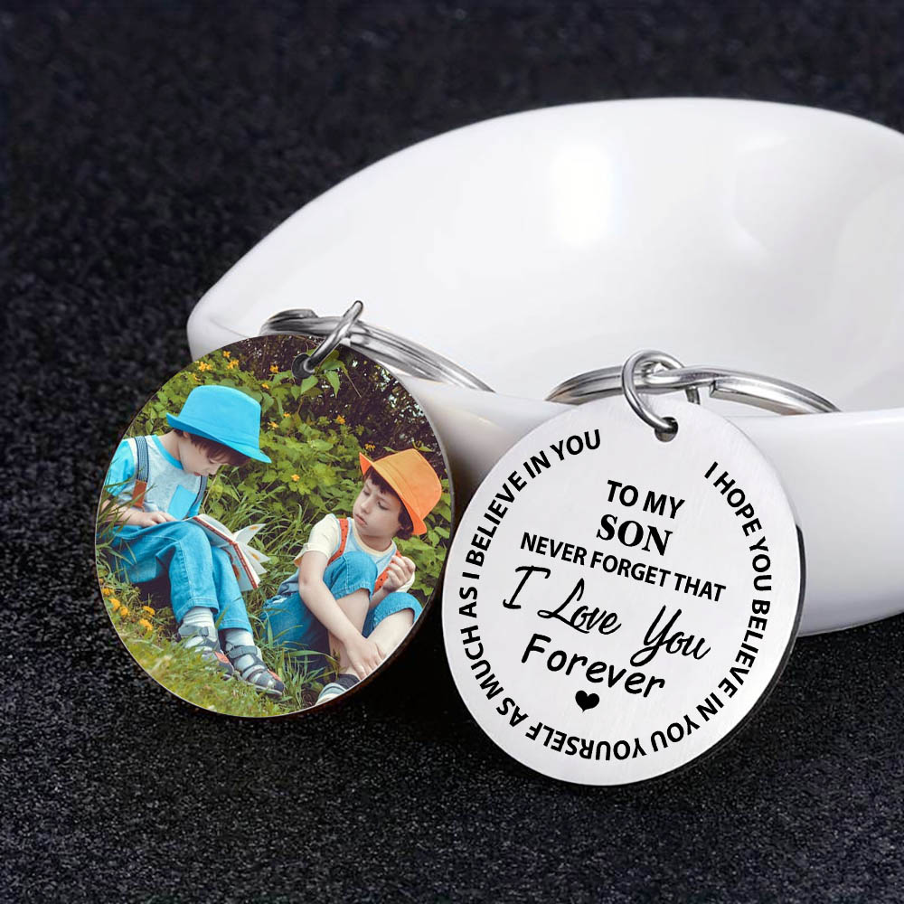 To My Son & Daughter Keyring Custom Photo Keychain "Never Forget That I Love You Forever" Personalised Gifts For Kids-Jessemade AU