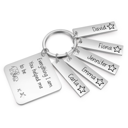 Personalised 5 Names & 1 Text Keychain Elephant Family Keychain Gifts for Father/Mother/Grandma/Grandpa-Jessemade AU