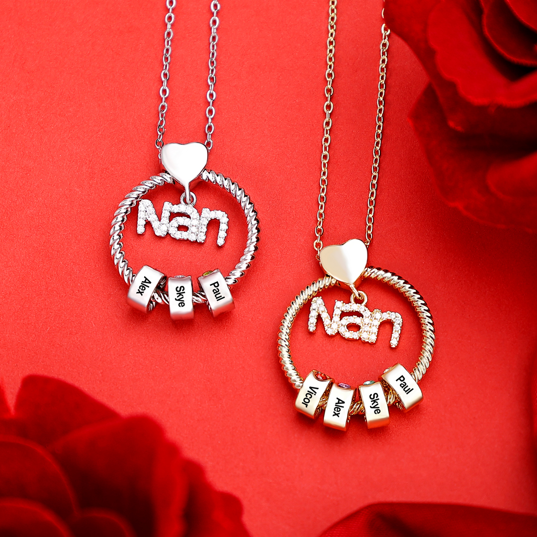 3 Names - Personalised Nan Necklace Custom Names & Birthstones Circle Pendant Necklace Gift for Grandma Nanna-Jessemade AU