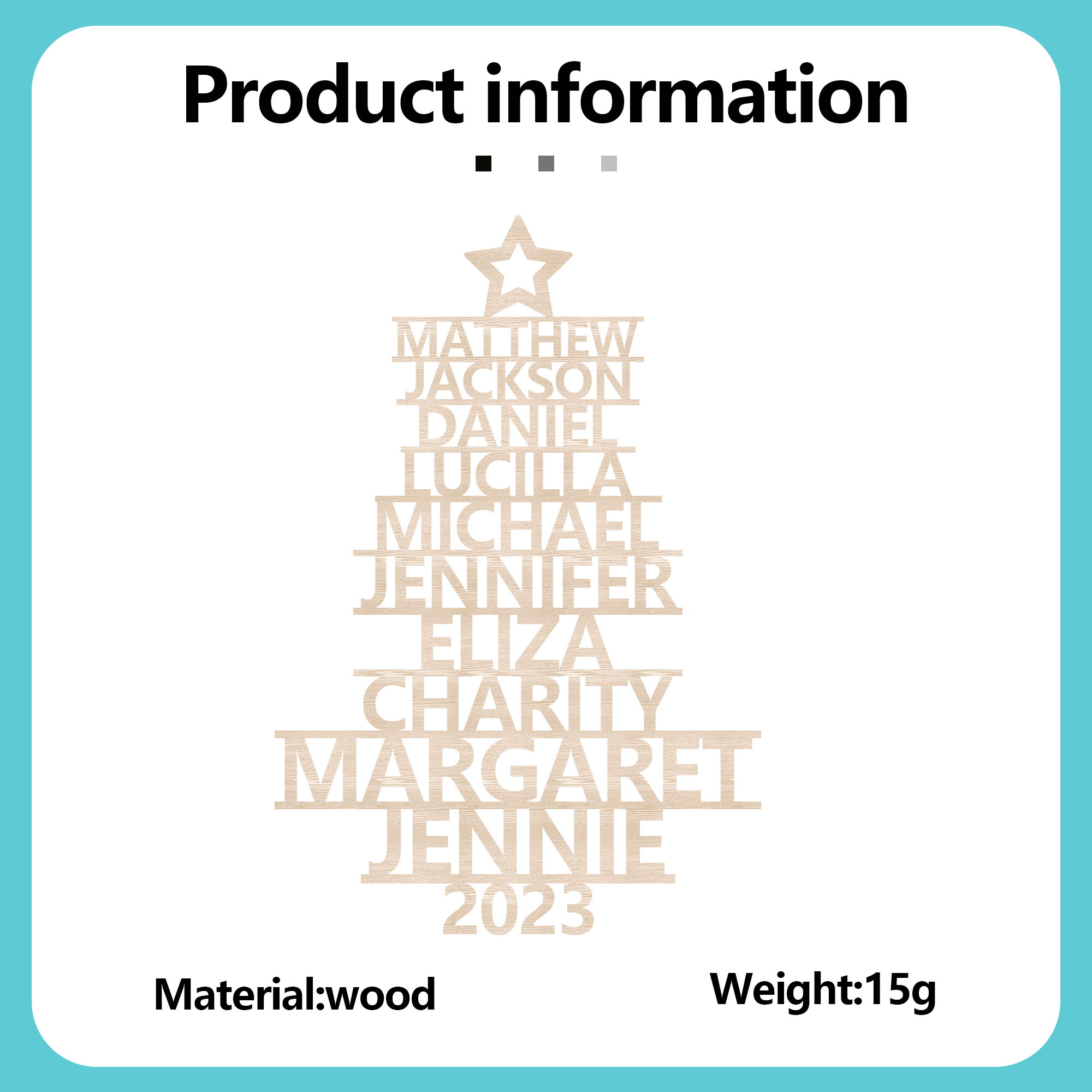 10 Names - Personalised Christmas Tree Ornaments Customised Name Xmas Wooden Decor Gifts for Family Friends-Jessemade AU