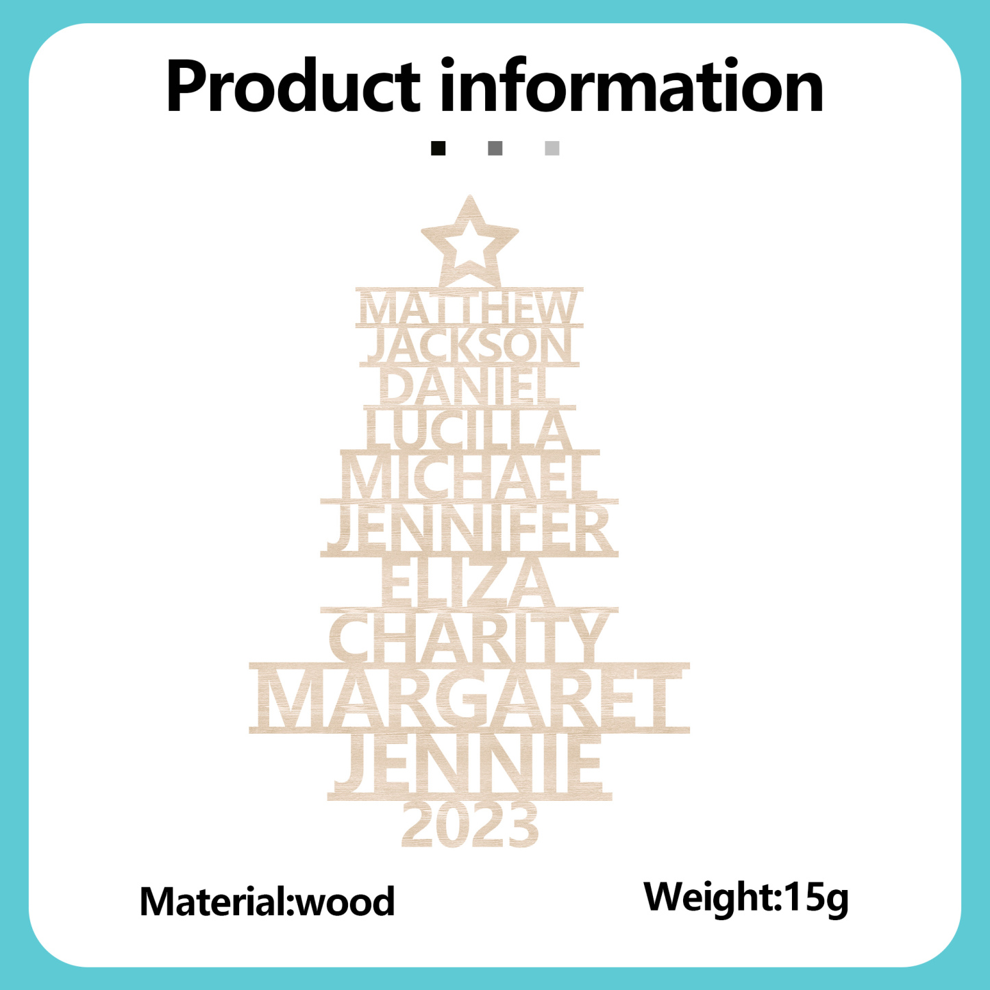 10 Names - Personalised Christmas Tree Ornaments Customised Name Xmas Wooden Decor Gifts for Family Friends-Jessemade AU