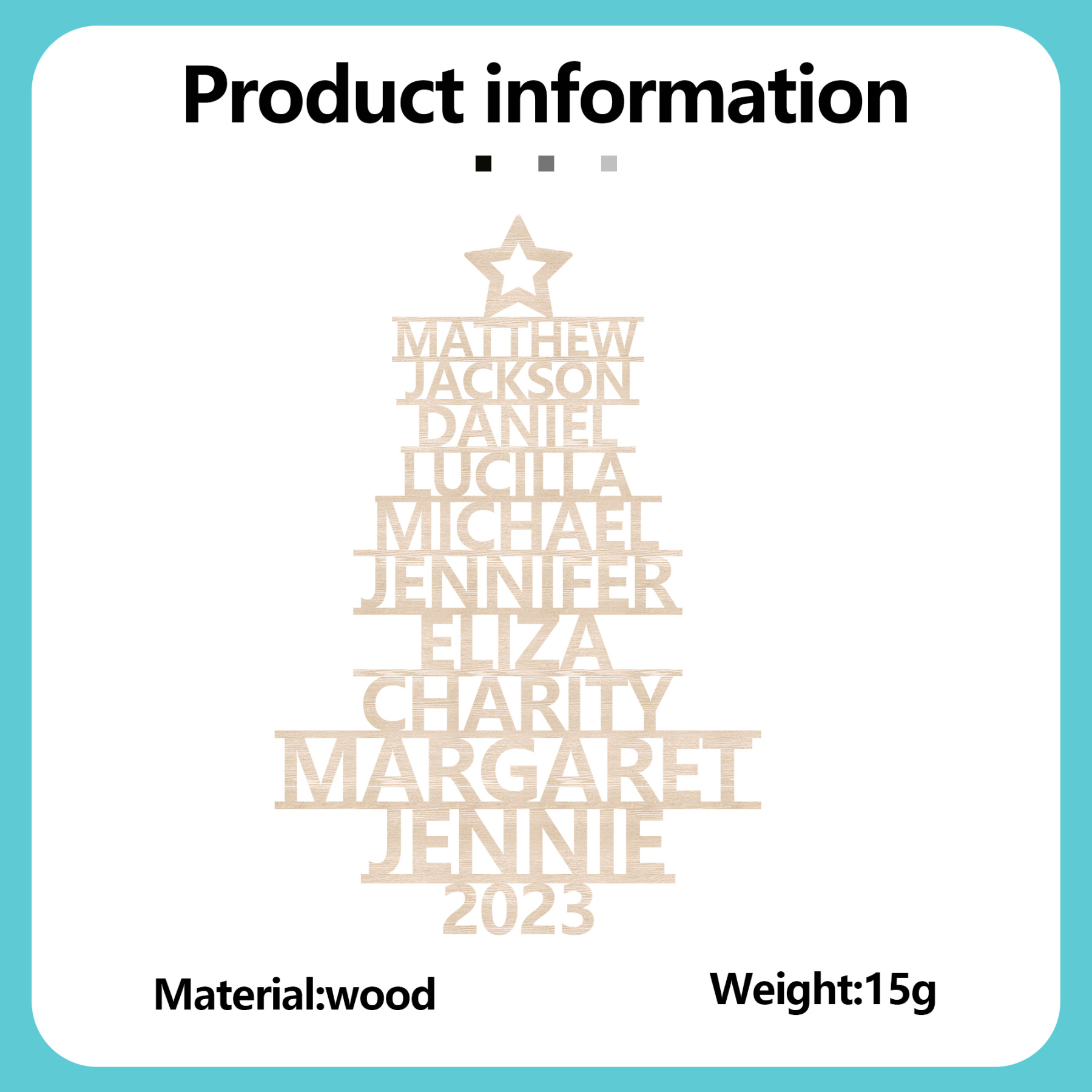 10 Names - Personalised Christmas Tree Ornaments Customised Name Xmas Wooden Decor Gifts for Family Friends-Jessemade AU