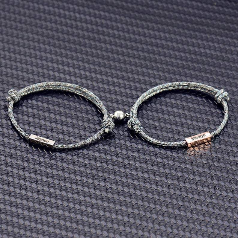 Personalised Matching Braided Couple Bracelets Custom Names Magnetic Bracelets Valentine's Day Gifts for Couple-Jessemade AU