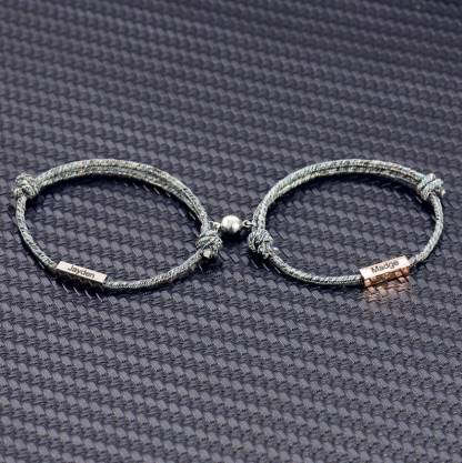 Personalised Matching Braided Couple Bracelets Custom Names Magnetic Bracelets Valentine's Day Gifts for Couple-Jessemade AU