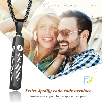 Personalised 3D Vertical Bar Necklace Customised Music Spotify Code Necklace for Her Him-Jessemade AU