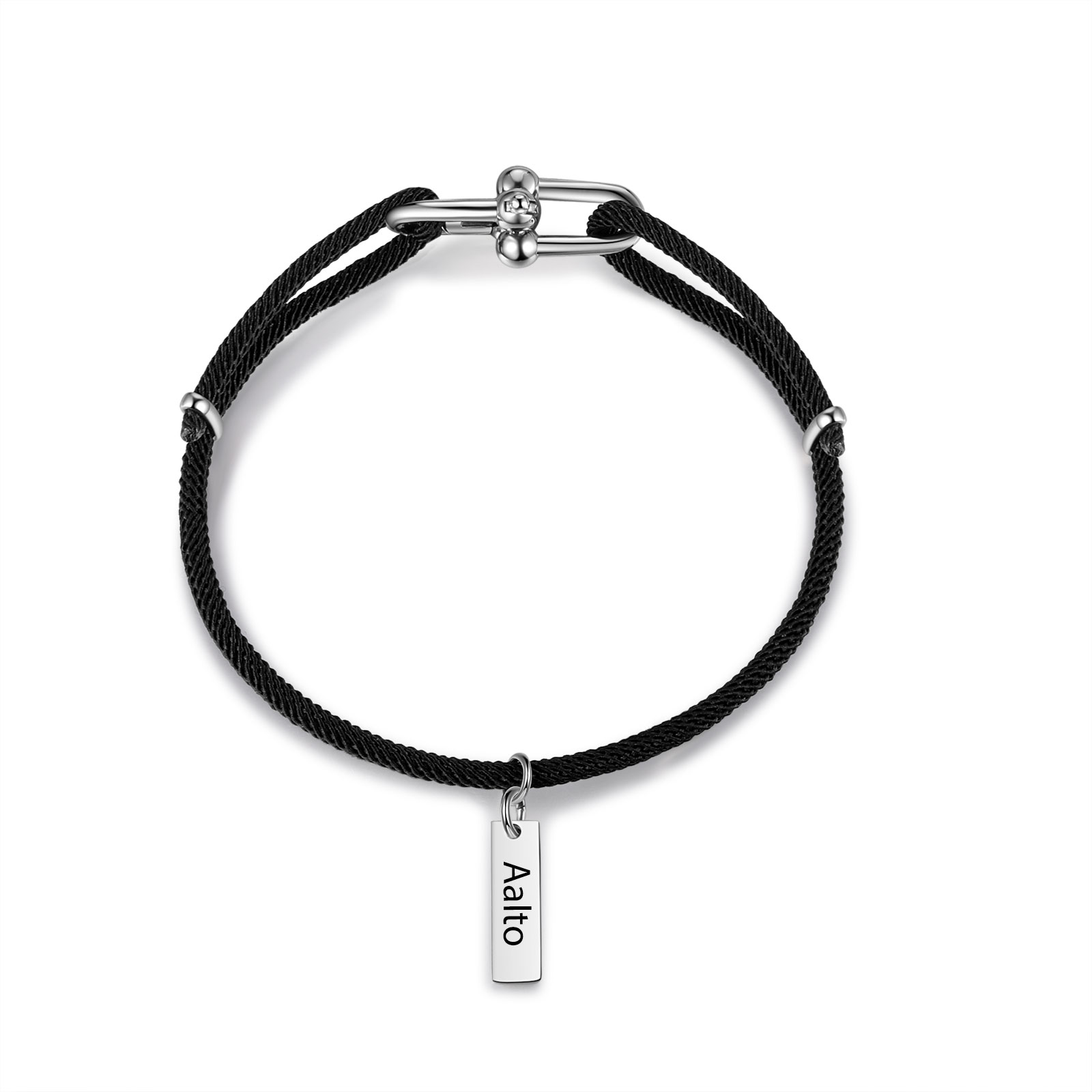 Custom 1 Name Bracelet Adjustable Bracelet Black/White Bracelet Personalised Gift for Him/Her-Jessemade AU