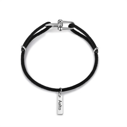 Custom 1 Name Bracelet Adjustable Bracelet Black/White Bracelet Personalised Gift for Him/Her-Jessemade AU