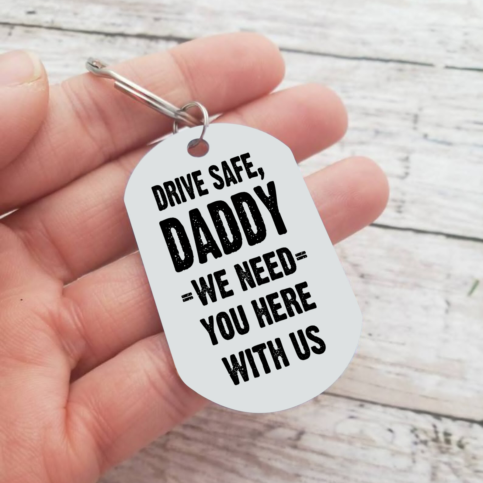 Personalised 3 Names Australian Flag Keychain Fist Bump Keychain Father's Day Gift - Drive Safe, Daddy, I Need You Here with Me-Jessemade AU