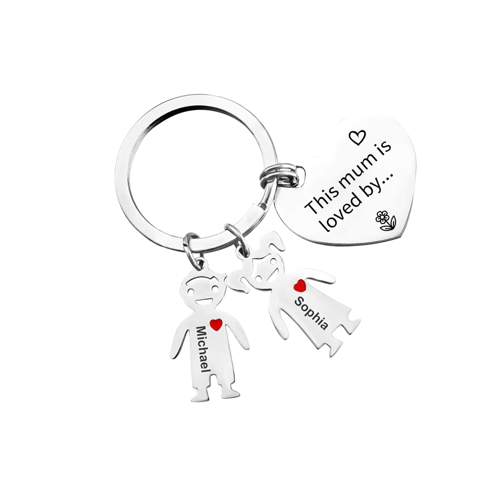 To Mum - 2 Names Personalised Keychain with Kid Charm Engraved Names Keychain Mother's Day Gift for Mum | JesseMade