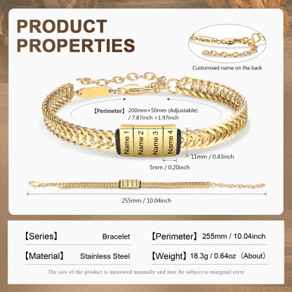 Personalised Men's Beaded Bracelet Custom 5 Names Adjustable Bracelets Stainless Steel Gifts for Him-Jessemade AU