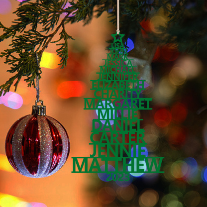 14 Names - Personalised Christmas Tree Ornaments Customised Name Xmas Wooden Decor Gifts for Family Friends-Jessemade AU