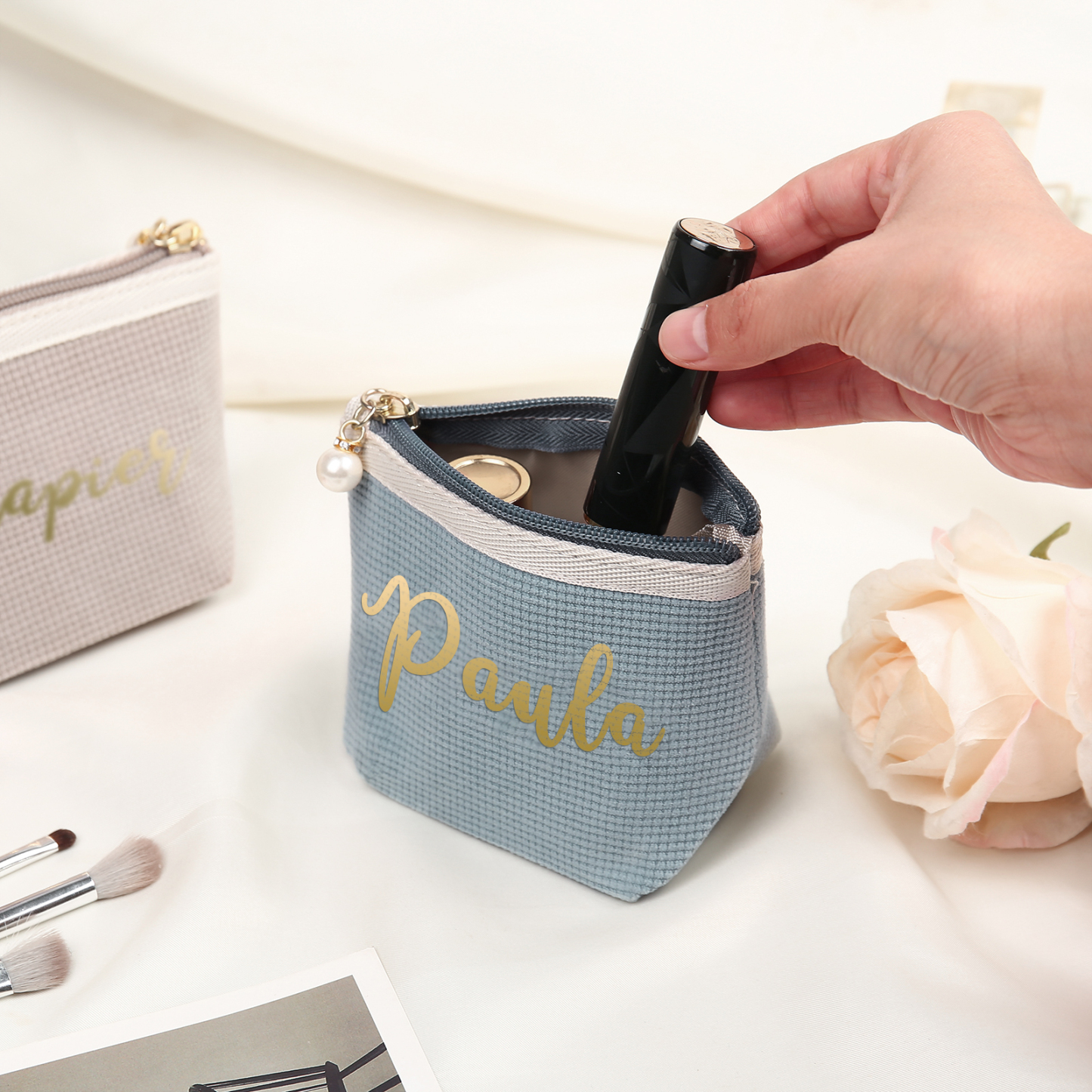 Personalised Name Cosmetic Bag Custom Makeup Bag Zipper Storage Bag Gifts for Ladies Girls-Jessemade AU