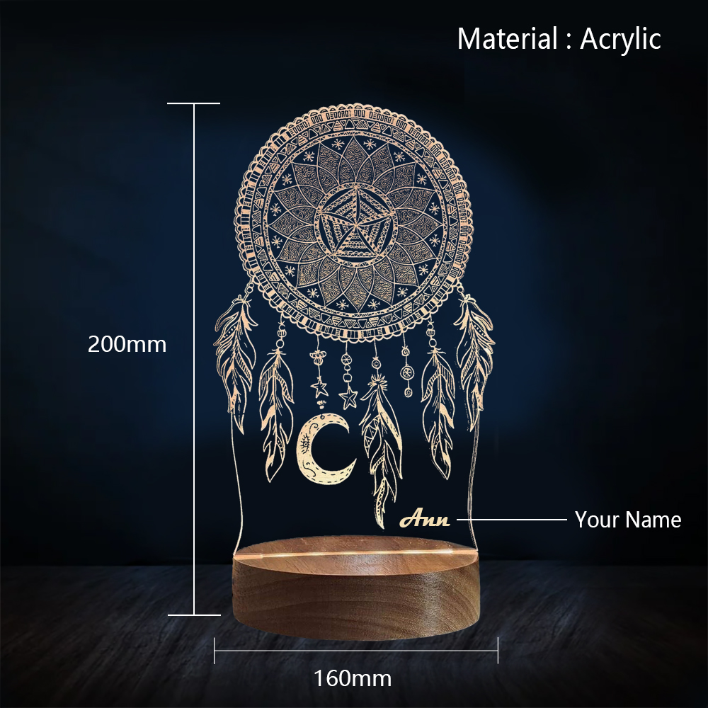 Personalised Dream Catcher Night Light Custom Name Gifts For Kids-Jessemade AU