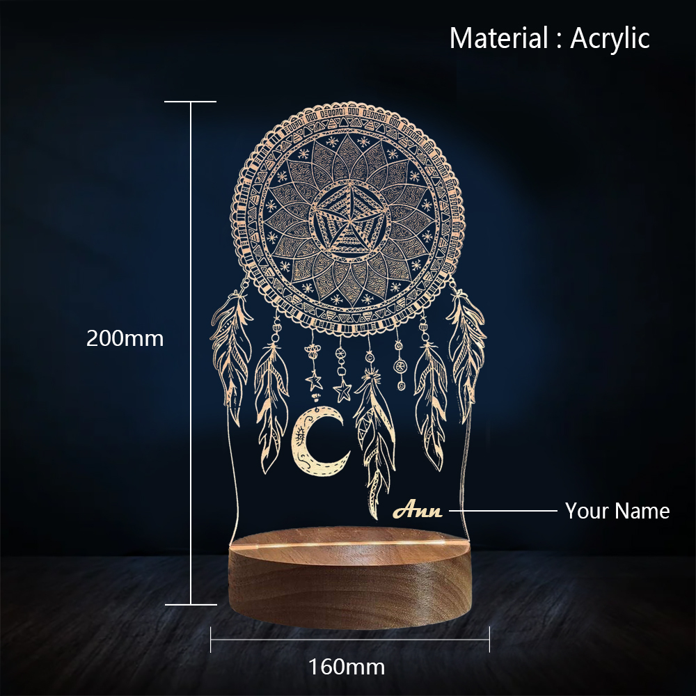 Personalised Dream Catcher Night Light Custom Name Gifts For Kids-Jessemade AU