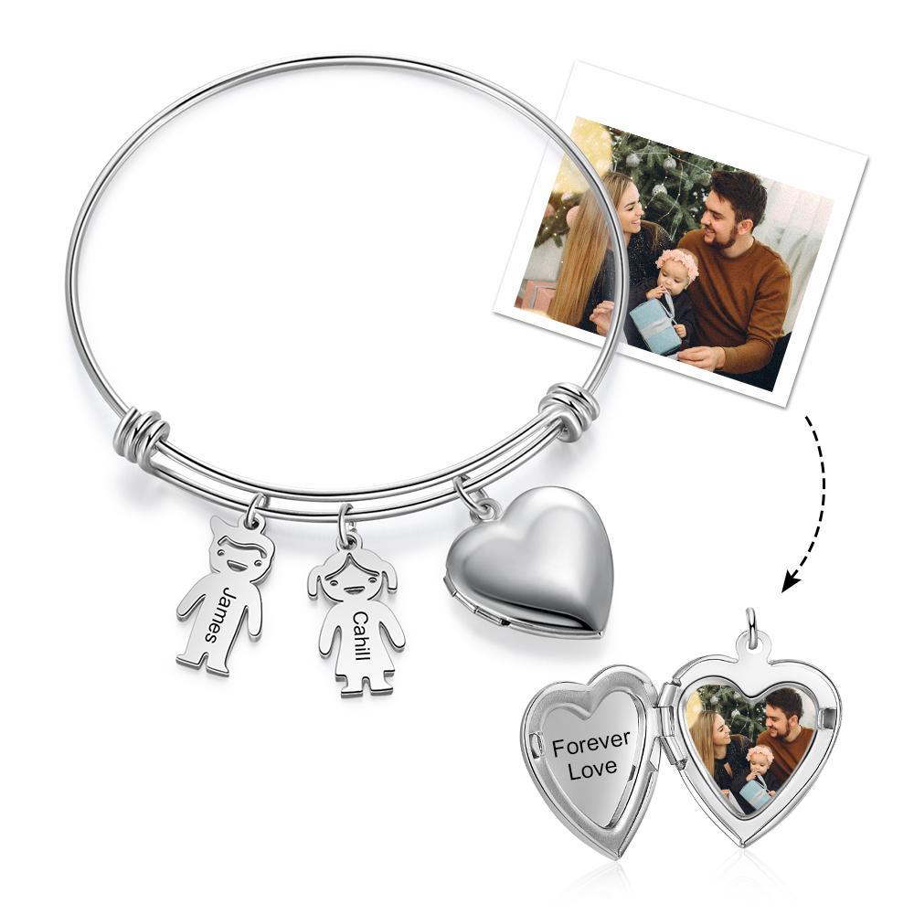Personalised Heart Photo Locket Bracelet Custom Photo Bracelet Gifts For Mother-Jessemade AU