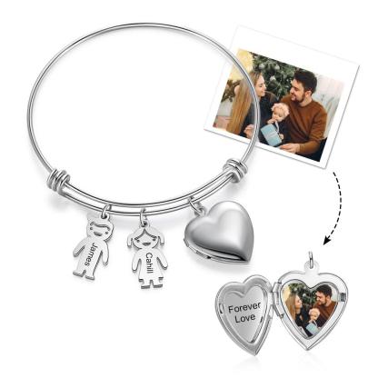 Personalised Heart Photo Locket Bracelet Custom Photo Bracelet Gifts For Mother-Jessemade AU