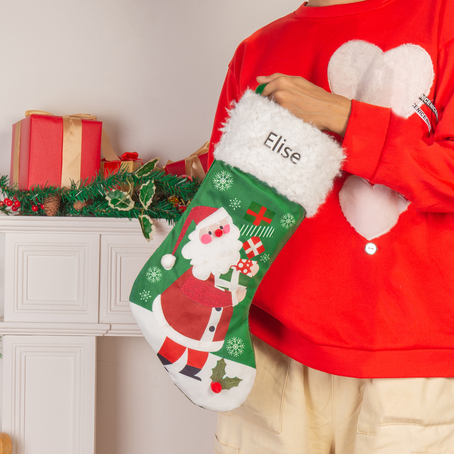 Customised 1 Name Christmas Stockings Ornaments Fireplace Decor Personalised Christmas Gifts for Family Friends-Jessemade AU