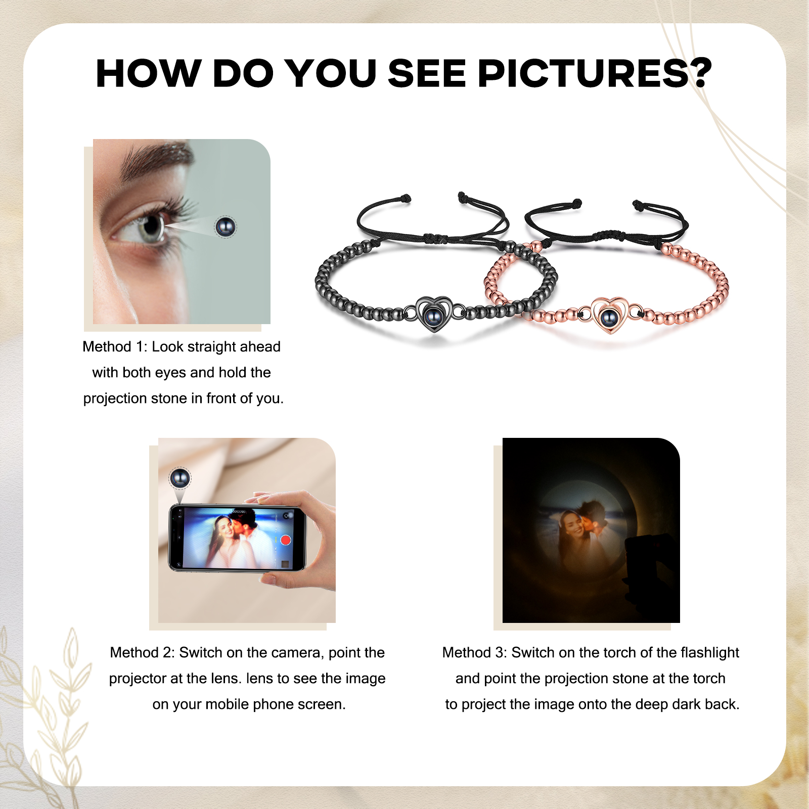 2 PCS Personalised Couple Projection Bracelet Customised 1 Photo Adjustable Bracelet Special Gift For Her/Him-Jessemade AU