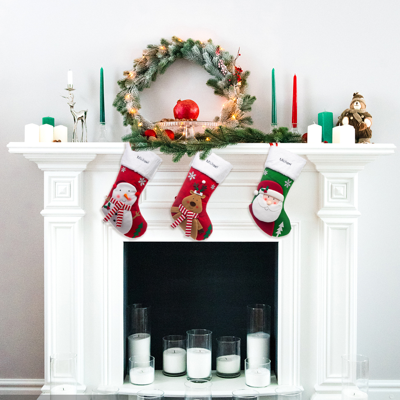 Custom Christmas Needlepoint Stockings Personalised Name Knitting Stockings Decoration-Jessemade AU