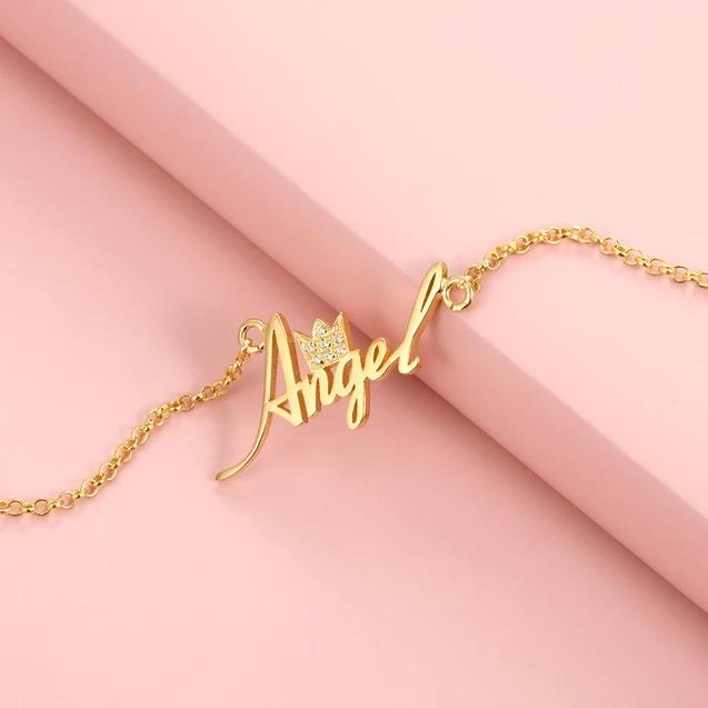 Personalised Crown Necklace Custom 1 Name Necklace Gift For Women-Jessemade AU