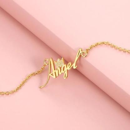 Personalised Crown Necklace Custom 1 Name Necklace Gift For Women-Jessemade AU