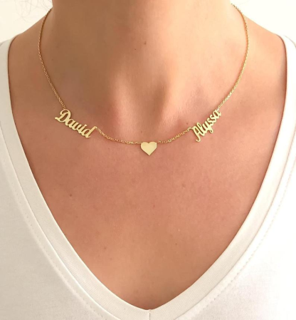 Personalised Necklace With Heart Custom 2 Names Necklace Gift For Women-Jessemade AU