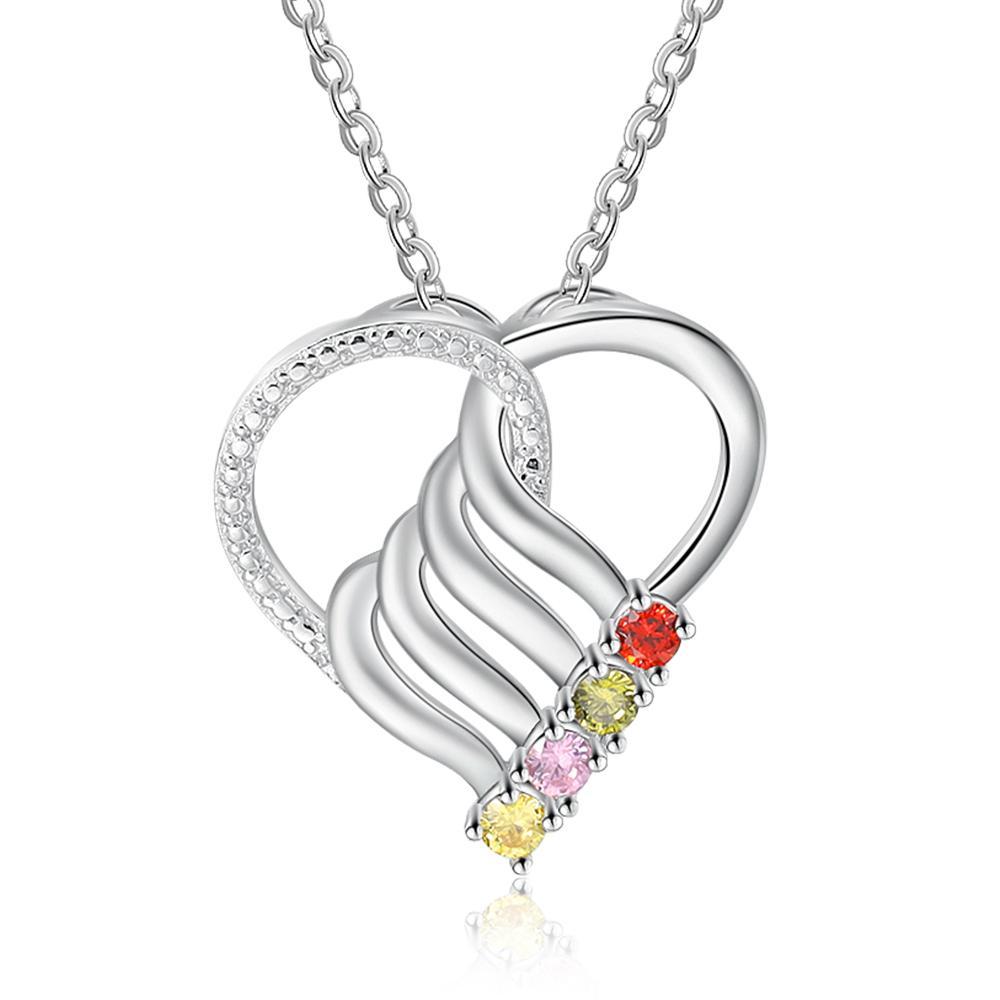 4 Names - Personalised Heart Pendant Necklace Custom Names & Birthstones Love Necklace Gifts for Mother-Jessemade AU