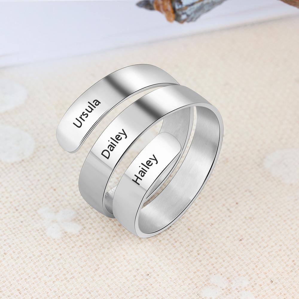 Personalised Ring for 3 Best Friend Engraved Name Wrap Ring-Jessemade AU