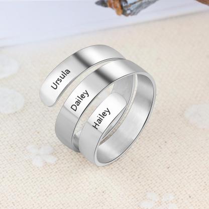 Personalised Ring for 3 Best Friend Engraved Name Wrap Ring-Jessemade AU