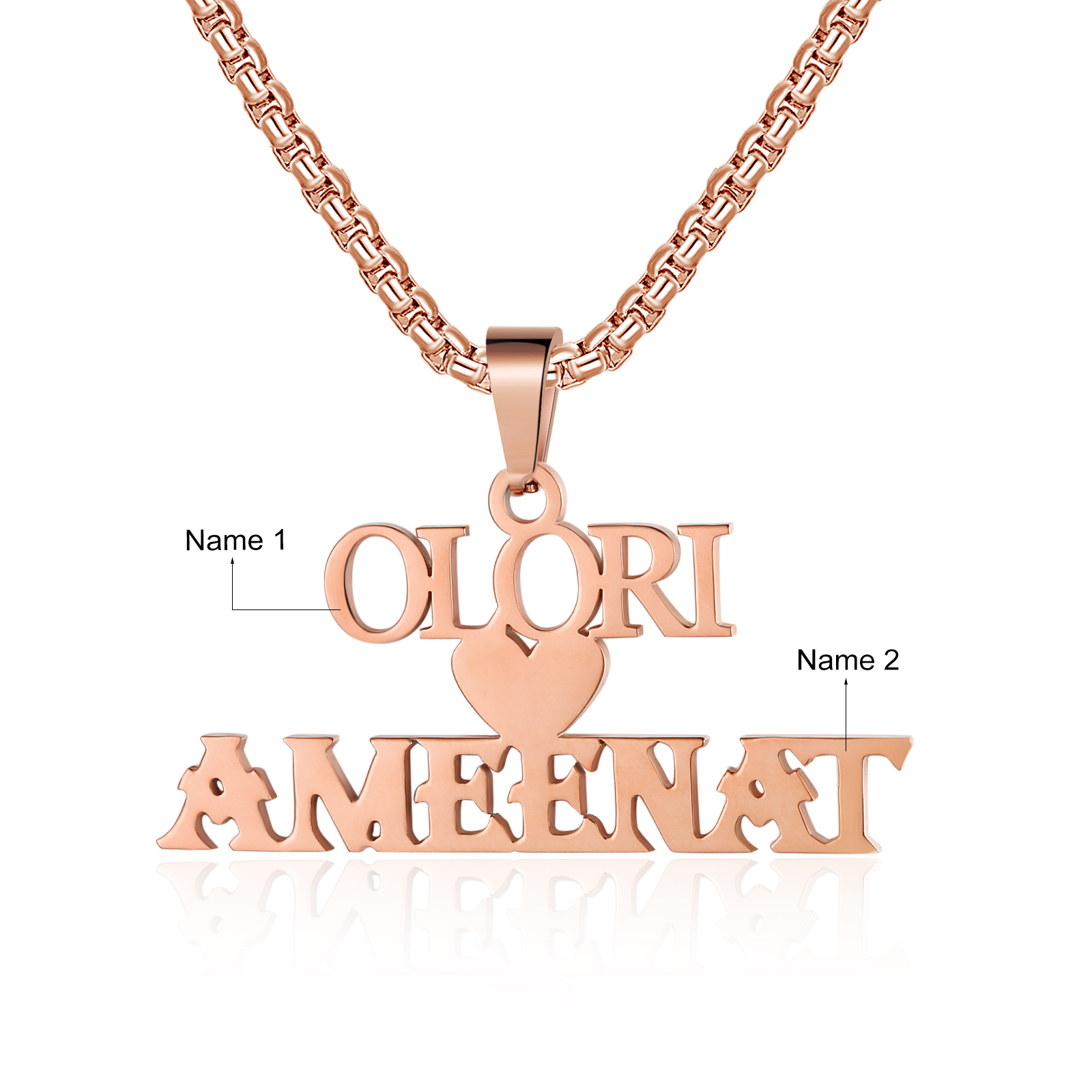 Personalised Heart Name Necklace Custom 2 Names Necklaces Romantic Gift For Her-Jessemade AU