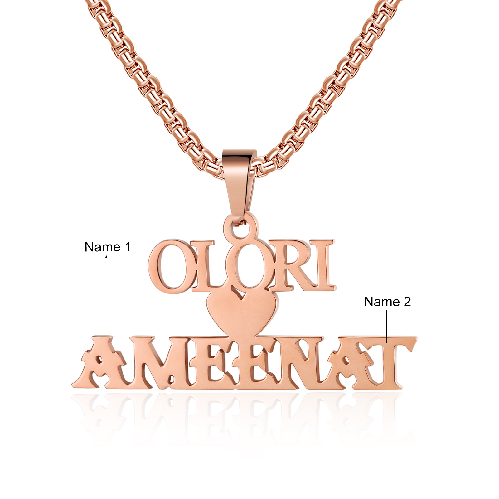 Personalised Heart Name Necklace Custom 2 Names Necklaces Romantic Gift For Her-Jessemade AU