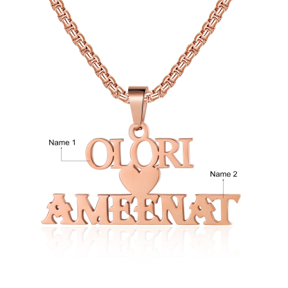Personalised Heart Name Necklace Custom 2 Names Necklaces Romantic Gift For Her-Jessemade AU