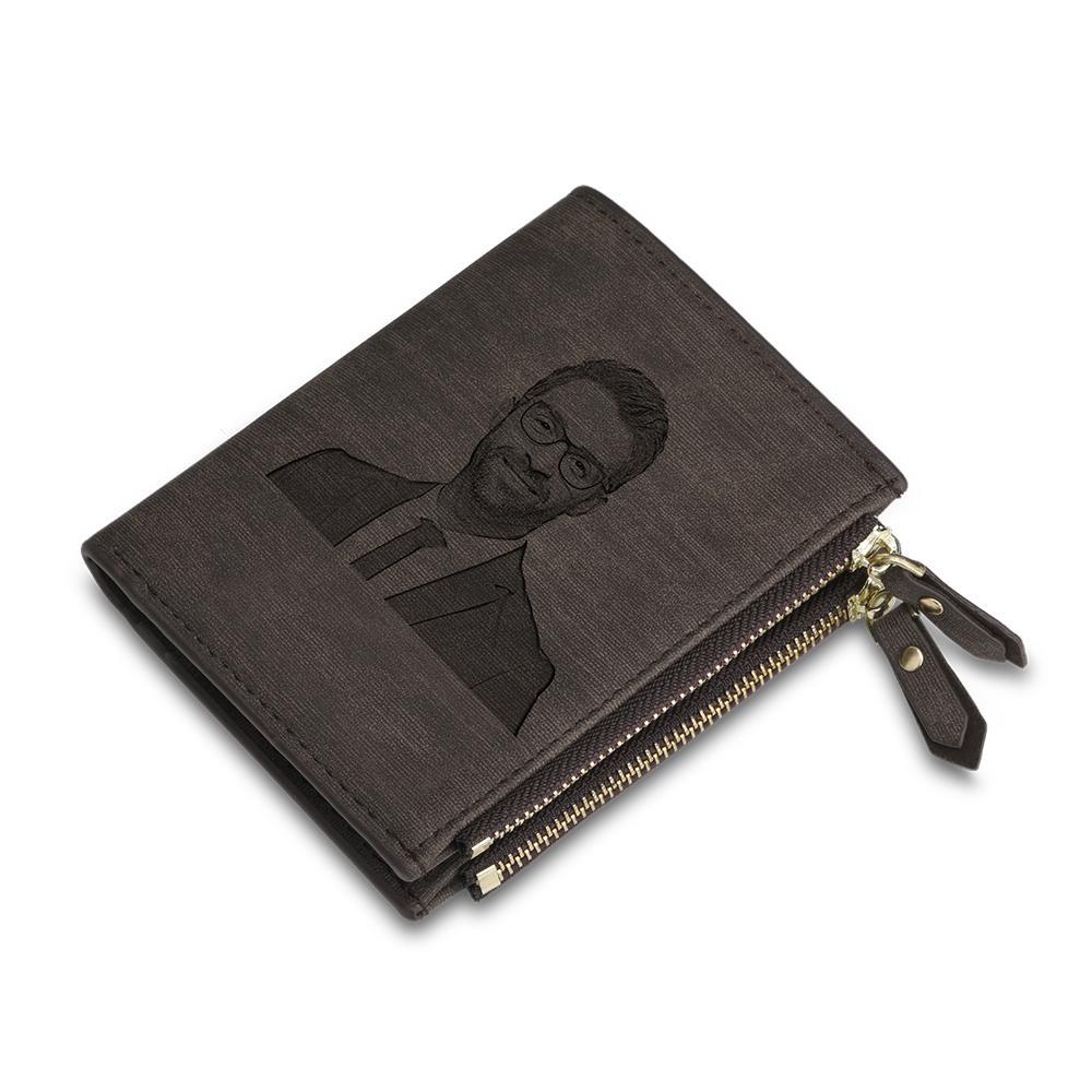 Personalised Leather Wallet Engraved Photo Short Purse Gifts For Men-Jessemade AU