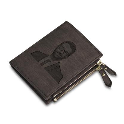 Personalised Leather Wallet Engraved Photo Short Purse Gifts For Men-Jessemade AU