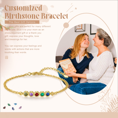 Personalised Bracelet Custom 5 Birthstones Adjustable Bracelet Gifts for Ladies Girls-Jessemade AU