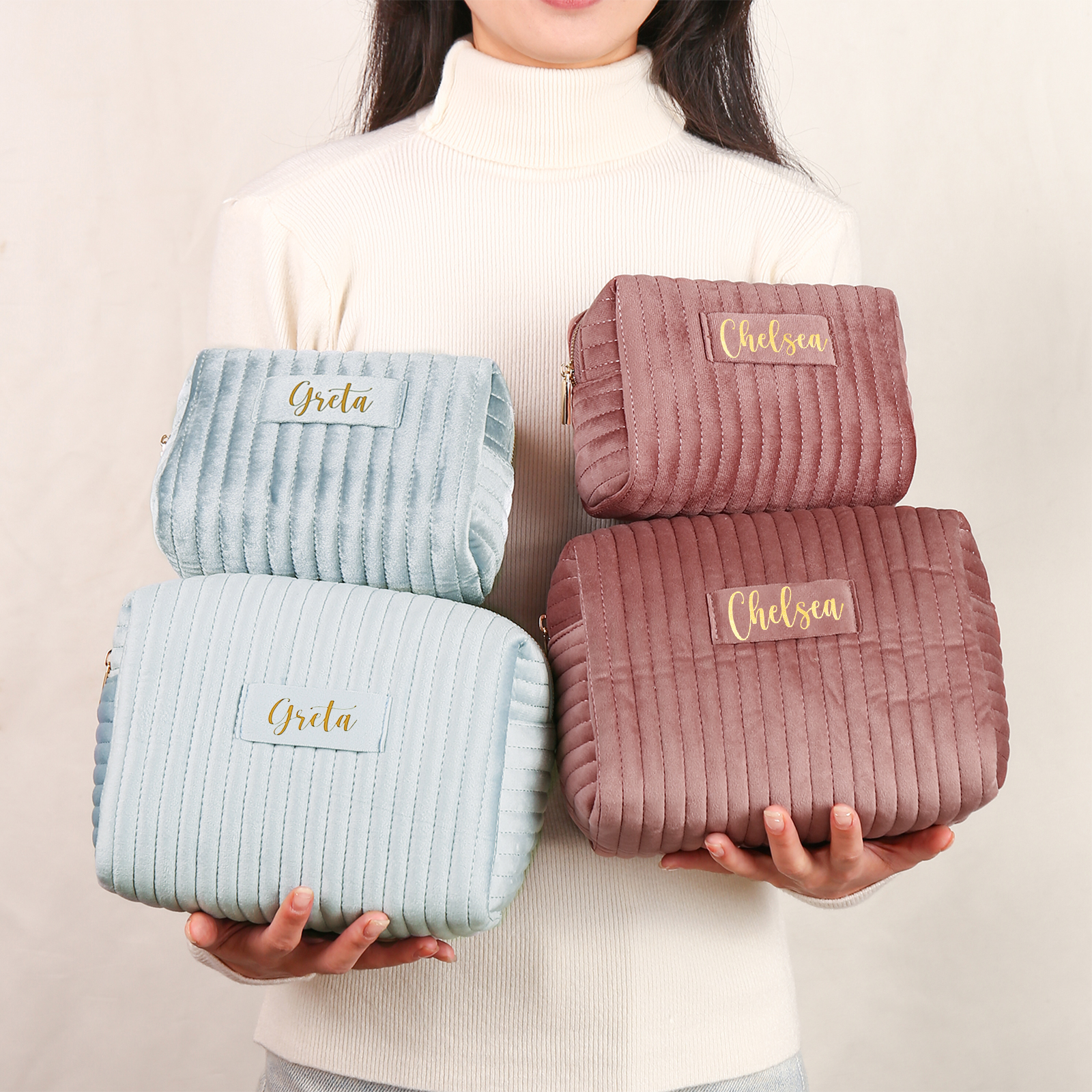 Personalised Name Cosmetic Bag Zipper Makeup Bag Jewelry Storage Bag Gifts for Her-Jessemade AU